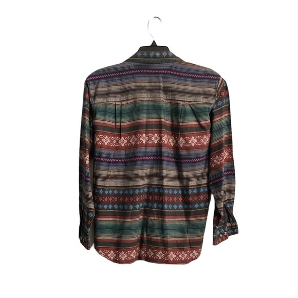 Vintage Cabin Creek Southwestern Striped Button Down Size Medium - Picture 2 of 4